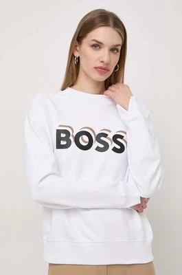 Zdjęcie produktu BOSS bluza bawełniana damska kolor biały z aplikacją 50508499