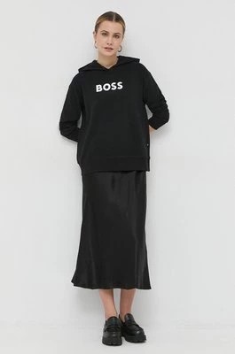 Zdjęcie produktu BOSS bluza bawełniana damska kolor czarny z kapturem z nadrukiem 50468367