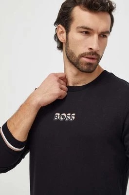 Zdjęcie produktu BOSS bluza bawełniana lounge kolor czarny z nadrukiem