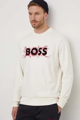 Zdjęcie produktu BOSS bluza bawełniana męska kolor beżowy z aplikacją