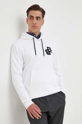 Zdjęcie produktu BOSS bluza bawełniana męska kolor biały z kapturem gładka