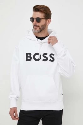 Zdjęcie produktu BOSS bluza bawełniana męska kolor biały z kapturem z nadrukiem 50496661