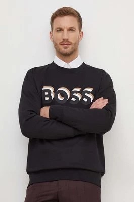Zdjęcie produktu BOSS bluza bawełniana męska kolor czarny z nadrukiem
