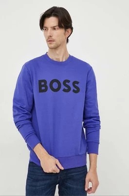 Zdjęcie produktu BOSS bluza bawełniana męska kolor fioletowy z nadrukiem