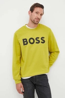 Zdjęcie produktu BOSS bluza bawełniana męska kolor zielony z nadrukiem