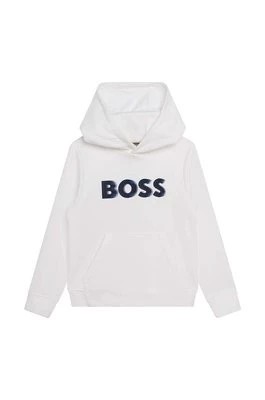 Zdjęcie produktu BOSS bluza dziecięca kolor biały z kapturem z nadrukiem
