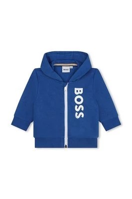 Zdjęcie produktu BOSS bluza niemowlęca kolor niebieski z kapturem z nadrukiem