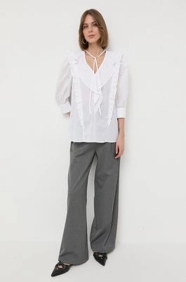 Zdjęcie produktu BOSS bluzka bawełniana damska kolor biały wzorzysta