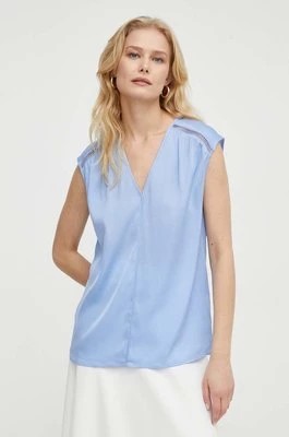 Zdjęcie produktu BOSS bluzka jedwabna kolor niebieski gładka 50514360
