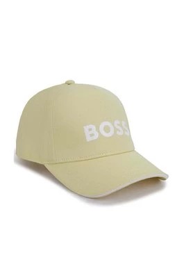 Zdjęcie produktu BOSS czapka bawełniana dziecięca kolor żółty z aplikacją