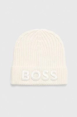 Zdjęcie produktu BOSS czapka wełniana kolor biały wełniana