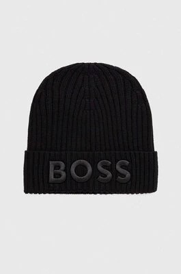 Zdjęcie produktu BOSS czapka wełniana kolor czarny wełniana