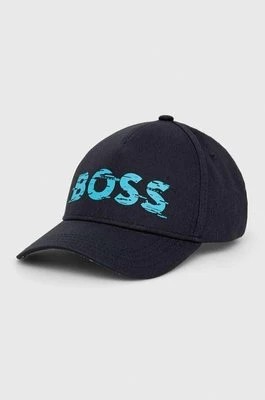 Zdjęcie produktu BOSS czapka z daszkiem bawełniana BOSS GREEN kolor niebieski z nadrukiem