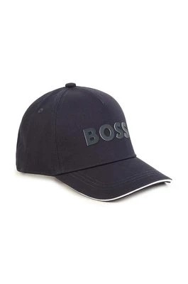 Zdjęcie produktu BOSS czapka z daszkiem bawełniana dziecięca kolor granatowy z nadrukiem