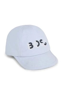 Zdjęcie produktu BOSS czapka z daszkiem bawełniana dziecięca kolor niebieski z nadrukiem