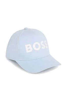 Zdjęcie produktu BOSS czapka z daszkiem bawełniana dziecięca kolor niebieski z nadrukiem