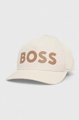 Zdjęcie produktu BOSS czapka z daszkiem bawełniana kolor beżowy gładka