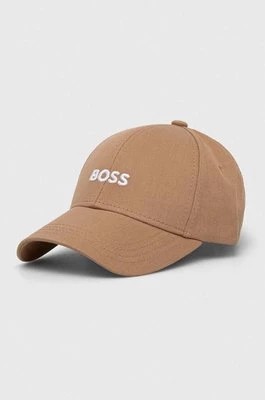Zdjęcie produktu BOSS czapka z daszkiem bawełniana kolor beżowy z aplikacją 50495121