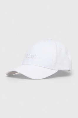 Zdjęcie produktu BOSS czapka z daszkiem bawełniana kolor biały z aplikacją 50495121