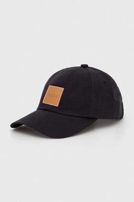 Zdjęcie produktu BOSS czapka z daszkiem bawełniana kolor czarny z aplikacją