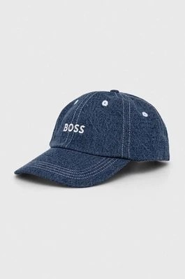 Zdjęcie produktu BOSS czapka z daszkiem bawełniana kolor granatowy z aplikacją