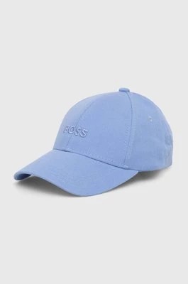Zdjęcie produktu BOSS czapka z daszkiem bawełniana kolor niebieski gładka