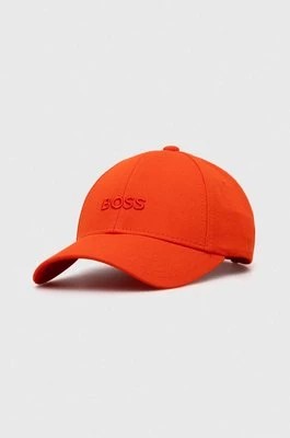 Zdjęcie produktu BOSS czapka z daszkiem bawełniana kolor pomarańczowy z aplikacją 50495441