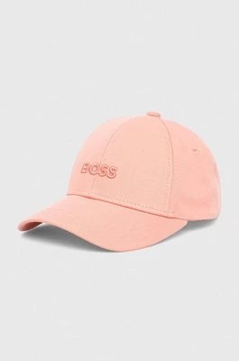 Zdjęcie produktu BOSS czapka z daszkiem bawełniana kolor różowy gładka 50495441