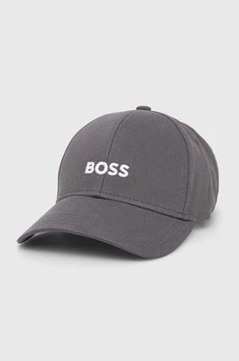 Zdjęcie produktu BOSS czapka z daszkiem bawełniana kolor szary z aplikacją 50495121