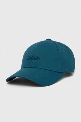 Zdjęcie produktu BOSS czapka z daszkiem bawełniana kolor turkusowy gładka 50495441