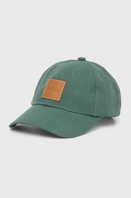 Zdjęcie produktu BOSS czapka z daszkiem bawełniana kolor zielony z aplikacją