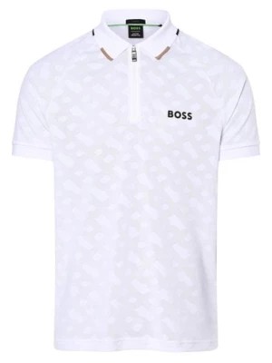 Zdjęcie produktu BOSS Green Męska koszulka polo Mężczyźni Sztuczne włókno biały jednolity,