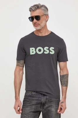 Zdjęcie produktu Boss Green t-shirt bawełniany męski kolor szary z nadrukiem 50512866