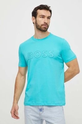 Zdjęcie produktu Boss Green t-shirt bawełniany męski kolor zielony z aplikacją