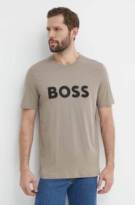Zdjęcie produktu Boss Green t-shirt bawełniany męski kolor zielony z nadrukiem 50512866