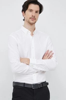 Zdjęcie produktu BOSS koszula bawełniana męska kolor biały regular z kołnierzykiem button-down