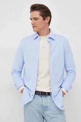 Zdjęcie produktu BOSS koszula bawełniana męska kolor niebieski regular z kołnierzykiem klasycznym
