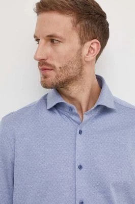 Zdjęcie produktu BOSS koszula bawełniana męska kolor niebieski regular z kołnierzykiem klasycznym