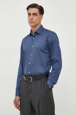 Zdjęcie produktu BOSS koszula bawełniana męska kolor niebieski slim z kołnierzykiem klasycznym