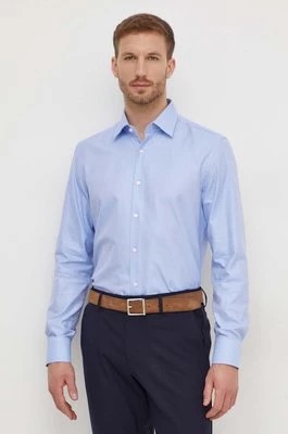 Zdjęcie produktu BOSS koszula bawełniana męska kolor niebieski slim z kołnierzykiem klasycznym