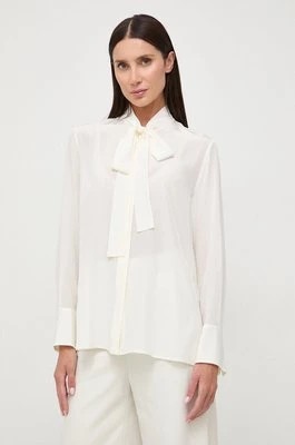 Zdjęcie produktu BOSS koszula jedwabna kolor biały regular z wiązanym dekoltem