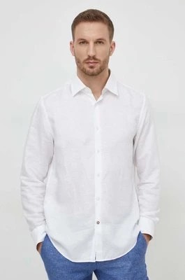 Zdjęcie produktu BOSS koszula lniana kolor biały regular z kołnierzykiem klasycznym 50513676