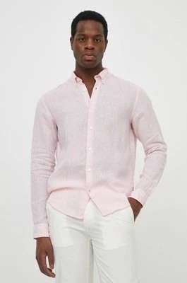 Zdjęcie produktu BOSS koszula lniana kolor różowy regular z kołnierzykiem button-down 50513849