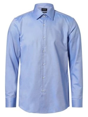 Zdjęcie produktu BOSS Koszula męska łatwa w prasowaniu Mężczyźni Slim Fit Bawełna niebieski wypukły wzór tkaniny kołnierzyk kent,