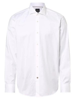 Zdjęcie produktu BOSS Koszula męska Mężczyźni Regular Fit Bawełna biały jednolity kołnierzyk włoski,