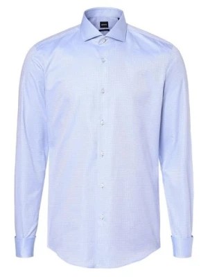 Zdjęcie produktu BOSS Koszula męska z wywijanymi mankietami Mężczyźni Slim Fit Bawełna niebieski wypukły wzór tkaniny,