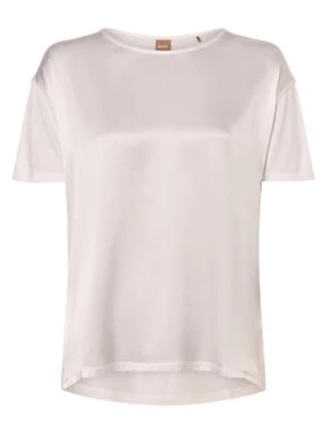 Zdjęcie produktu BOSS Koszulka damska z dodatkiem jedwabiu Kobiety wiskoza biały jednolity,