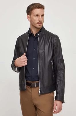 Zdjęcie produktu BOSS kurtka skórzana męska kolor czarny przejściowa