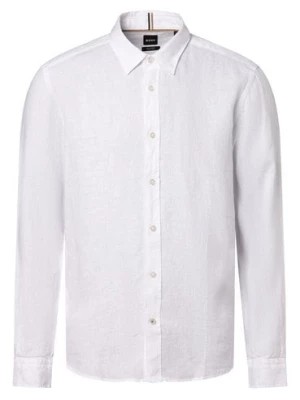Zdjęcie produktu BOSS Męska koszula lniana - S-LIAM-kent-C1-233 Mężczyźni Regular Fit len biały jednolity,
