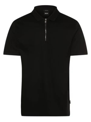 Zdjęcie produktu BOSS Męska koszulka polo - Polston Mężczyźni Bawełna czarny jednolity,